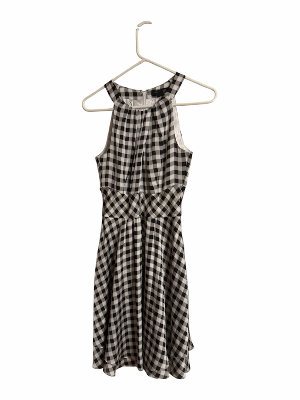 White House Black Market Black and White Gingham Midi Dress Size 4